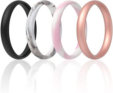 ThunderFit Super Thin Stackable Silicone Rings Wedding Bands - 1 Ring (Black, 4.5-5 (15.7mm)