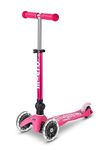 Micro Scooters | Mini Micro Deluxe LED Children's Scooter | Handlebar Adjustable | Light Up Wheels | Foldable | 2-5yrs | Boys & Girls | Pink