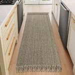 Boho Runners for Hallways, 2' x 6' Washable Hall Carpet Runner Rug Hand-Woven Washable Kitchen Rug, Olive Green Tan Cotton Braided Floor Mat for Entryway Indoor Bedroom Farmhouse Laundry Room