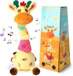 LLUKEME Dancing Talking Giraffe Toy, Stuffed Animal Baby Toy Repeating What You Say, Glowing Musical Giraffe with 10 Children's Songs Gifts for Toddlers 1-3 Years Old