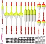 Dovesun 112PCS Fishing Bobbers Kit for Crappie Bobbers Fishing Bobbers Floats Fixed Bobbers for Fishing with Rotable Swivel Split Shot Weights