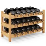 COSTWAY 3-Tier Bamboo Wine Rack, 18-Bottle Tabletop Wine Holder with Wave Slot, Freestanding Countertop Wine Bottle Organizer for Kitchen, Pantry, Pub & Wine Cellar, Natural