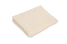 SAOL King Size Bed Throw Blanket Irish Aran Soft Merino Wool 92x78 Inches (Natural)