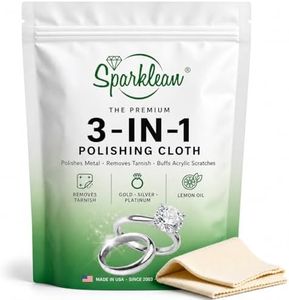 SPARKLEAN Jewelry Polishing Cloth · 3-in-1: Polishes Metal, Removes Tarnish & Buffs Scratches on Acrylic/Plexiglass · Sterling Silver, White Gold, Yellow Gold, Brass, Copper · Violins · Made in USA