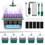 BlumWay Self-Watering Seed Starter Tray with Grow Light,5 Pack 60 Cell Seed Starter Kit with Humidity Dome for Seed Starting,Reusable Plant Germination Trays for Indoor Gardening Seed Growing Seedling