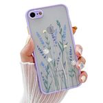 Compatible with iPhone 6/6S for Girl Woman, Floral Flower Pattern Slim Design, Protective Hard PC Back with Soft Shockproof TPU Bumper Phone Case for iPhone 6/6S (Light Purple)