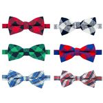 KOOLMOX Dog Bow Ties for Small Dogs, 6PCS Adjustable Plaid Cat Collar Bowties for Puppy Medium Litte Girl Boy Female Male Pet Dog Birthday Wedding Birthday Photography Grooming Dog Bows