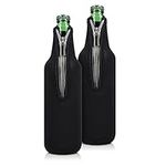 kwmobile Set of 2 Neoprene Bottle Coolers Sleeves for 330-500ml Bottle - Keep Beer, Soda, Soft Drinks Cool - Black