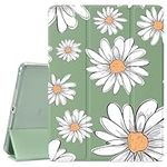 JOYLAND QISHANG Cute Daisy Printed Case Compatible with iPad Mini 4/ Mini 5, Pencil Holder & Clear Transparent Soft TPU Back & Trifold Smart Pad Green Shell Scratchproof Case for iPad Mini 4/5