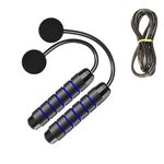 LEKEONE Ropeless Jump Rope,Switchable Dual Mode Ropeless and Corded Jump Rope With Memory Foam Handle Adjustable Skipping Jump Rope for Adult and Children Fitness Training Tool (Blue)