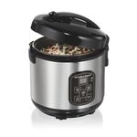 Hamilton Beach Digital Programmable Rice Cooker & Food Steamer, 8 Cups Cooked (4 Cups Uncooked), Stainless Steel, Steam & Rinse Basket, Model 37518MN
