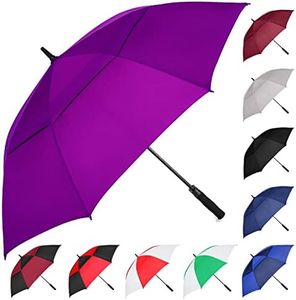 MRTLLOA Automatic Open Golf Umbrella, 62/68/72 Inch Extra-Large Oversized Double Canopy Vented Windproof Waterproof Stick Rain Golf Umbrellas for Men and Women (Purple, 62 inch)