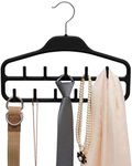 ELONG HOME Belt Hanger, Tie Rack for Closet, Sturdy Belt Organizer with 360 Degree Swivel, 11 Large Sturdy Belt Hooks, Non Slip Rubberized Belt Rack, Black