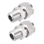 uxcell Stainless Steel Compression Tube Fitting 1/2-inch NPT Male x Ф3/4-inch Tube OD 2pcs