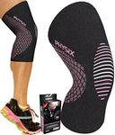 Physix Gear Knee Support Brace - Premium Recovery & Compression Sleeve For Meniscus Tear, ACL, MCL Running - Best Stabilizer Wrap for Squats & Workouts (Single Pink S)