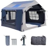 8㎡ Luxury Inflatable Camping Tent for 3–8 People, Dark Gray Tech-Cotton Fabric, 4-Season Family Inflatable House with Chimney Port and Transparent Skylight