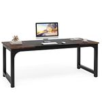 Tribesigns Modern Computer Desk, 70 inch Large Office Desk Computer Table Study Writing Desk Workstation for Home Office, Black Metal Frame