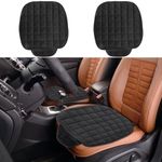 Soft Front Car Seat Covers 2 PCS,Plush Cushion Pad Mat Protector for Auto,Non-Slide Car Seat Cushion with Storage Pockets Universal Black Flocking Cloth Covers Keep Warm for Car SUV Truck Van Vehicle