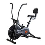 SPARNOD FITNESS SAB-05_R Air Bike Exercise Cycle for Home Gym - Dual Action for Full Body Workout - Adjustable Resistance, Height Adjustable seat with Back Rest (Do It Yourself Installation), Black