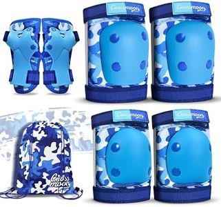 Kids Knee Pads Elbow Pads Wrist Guards Set, Protective Gear Set for Girls Boys Roller Skating Bike Cycling Skateboard Scooter (Ocean Camo, Medium (6-12years))