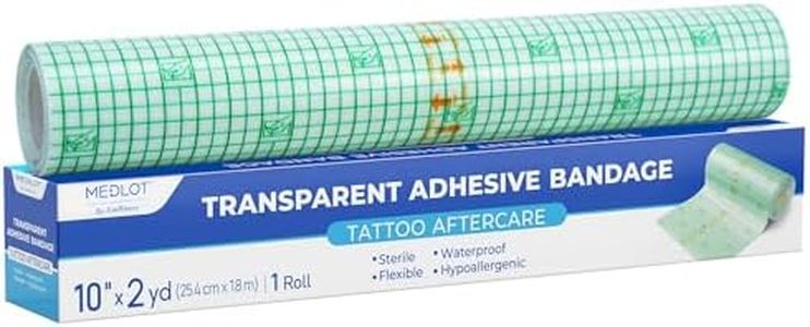 LotFancy Tattoo Aftercare Bandage, 10” x 2 yd Roll, Waterproof Tattoo Wrap for Healing New Tattoos & Wound Care, Latex-Free, Sterile, Clear Adhesive Cover Tape for Faster Skin Healing