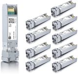 10 Pack 10G Multimode SFP+ LC Module, 10GBase-SR Fiber Transceiver for Cisco SFP-10G-SR, Meraki MA-SFP-10GB-SR, Ubiquiti UniFi UF-MM-10G, Mikrotik, Netgear and More (MMF,850nm,300m,DDM)