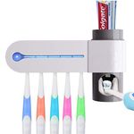 KRISHNA SALES Toothbrush Sanitizer, Uv Toothbrush Holder Wall Mounted Toothpaste Dispenser with Sterilization Function,5 Toothbrush Sterilizer Holder for Family Kids