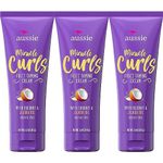 Aussie Miracle Curls Frizz Taming Cream 6.8 Ounce (Coconut & Jojoba Oil) (3 Pack)