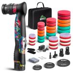 BATOCA S5 Cordless Mini Car Polisher Buffer Sander Dual Action Rotary Polishing Machine for Car Floor Detailing Polish 1inch 2inch 3inch Polishing Pad Kit w/ 2x 12V Battery Variable Speed 2000-5500RPM