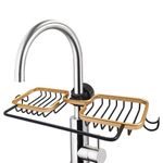 VASO HOME Faucet Sponge Storage Rack | Tap Hanging Holder | Stainless Steel Adjustable Faucet Sponges/Soaps/Scrubbers Rack Holder for Kitchen Sink or Bathroom | Dish Washing Drainer Shelf