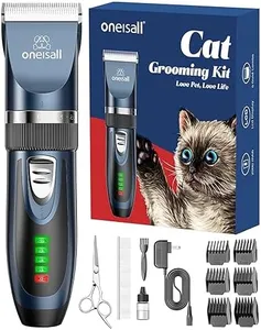 oneisall Cat Grooming Clippers for Matted Hair, 2-Speed Cat Grooming Kit Cordless Low Noise Pet Hair Clipper Trimmer for Dogs Cats Animals (Blue)