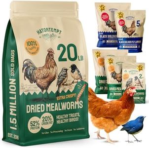 Hatortempt Dried Mealworms 20 lbs - Non GMO Dried Meal Worms - High Protein Mealworms for Chickens - Dried Meal Worms for Wild Birds - Bulk Dried Mealworms 20 lbs for Egg Laying Hens - Turkey Food