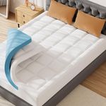 ABENE Kingsize Mattress Topper with Fluffy Pillow Top Cover | Firm Mattress Topper for Back Pain Support, Hard Mattress Topper with OEKO-TEX & CertiPUR-US (White, 150x200cm)
