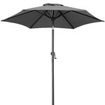 Kingsleeve® Parasol 2 Metre / 200cm With Crank Handle | Foldable & Tiltable | Aluminium Pole | Waterproof | Balcony Terrace Garden | Sun & Rain Tilting Adjustable Umbrella | Anthracite Grey