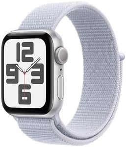 Apple Watch SE (2nd Gen) [GPS 40mm] Smartwatch with Silver Aluminum Case with Winter Blue Sport Loop. Fitness & Sleep Tracker, Crash Detection, Heart Rate Monitor, Carbon Neutral