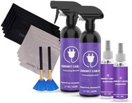 Swanky Cables Screen Cleaner Spray Kit - Electronic Cleaning for Computer, Laptop, TV, Phone, Tablet, PC, Keyboard, Car Display, LCD & 4K Flat Screen, Includes 2 Microfiber Cloths - 17oz & 2oz, 2 Pack