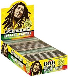 Bob Marley Rolling Paper - 1 1/4" Medium Size (78mm) Paper - Box of 25 Booklets! (50 Leaves Per Book)