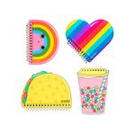 Yoobi Mini Notebooks for Kids & Adults – Mini Spiral Notebook Set w/Puffy Covers (Taco, Heart, Rainbow & Boba) – 80 Pages Each, School Supplies for Kids (Set of 4)