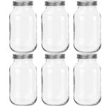 Yishik Glass Mason Jars with Screw Airtight Lids 1L,6 Pack 32 oz Glass Canning Jar for Pickling,Fruits Salad,Baby Foods Storage,Jam Preserving,Drink Favors