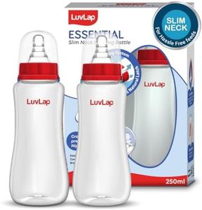 LuvLap Anti-Colic Slim / Regular Neck Essential Baby Feeding Bottle, 250ml (Pack of 2), New Born / Infants / Toddler upto 3 years, BPA Free