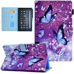 Case for All-New Fire HD 10 Tablet & Fire HD 10 Plus Case (13th/11th Generation, 2023/2021 Release), Ausmix PU Leather Slim Folio Stand Cover Case with Smart Auto Wake/Sleep, Purple Butterfly