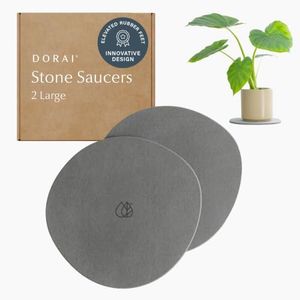 Dorai Home Stone Plant Pots Saucer Set 11.8" - Diatomite Water-Absorbing Trays for Indoor Plants, Ideal for Shelves & Floors | Pack of 2 Large