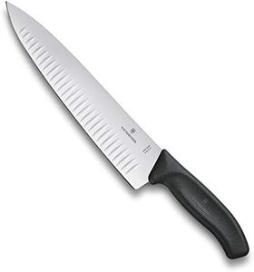 Victorinox Swiss Classic, Carving Knife, Extra Sharp Blade, Fluted Edge, 25 cm, Plastic Handle, Stainless Steel, Black