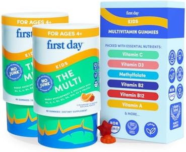 FIRST DAY Kids Multivitamin Gummies Age 4+, Strawberry & Orange - Kids Vitamins Multivitamin Gummy A C D3 K2 B1 B2 B6 B12 Folate, Immunity & Brain Function, Vegan - 60 Day Supply, Packaging May Vary