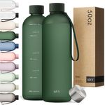 KIVY Large Water Bottle 50oz [Lightweight & Shatterproof] Fits Backpack & Cupholder for Travel, Sports, School - Dark Green water bottle no straw - 1.5 Liter water bottles - 50oz Water bottle