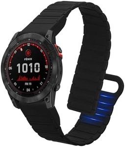 kwmobile Strap Compatible with Garmin Fenix 8 51mm / Enduro 3 / Fenix 7X / 7X Pro/Instinct 2X - Silicone Magnetic Closure - 5.5-8.7 inches (14-22 cm) - Black