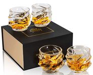 KANARS Emperor Whiskey Glasses - Oversized Rock Style Glass Tumblers for Scotch, Bourbon and Cocktail - Lead Free Crystal - 11 Oz - Set of 4 - Unique Elegant Gift Box