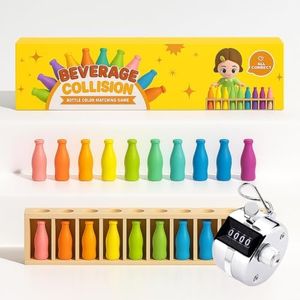 Trozihn Bottle Color Match Game, Fun Family Board Game for Kids 8-12, Bottle Collision Game for 2-4 Players with Metal Handheld Counters, Perfect for Travel Camping Holidays Party Night (New Version)