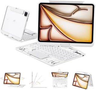 Transparent Case with Keyboard for iPad Air 13 Inch (M4/M3/M2, 2026/2025/2024), iPad Pro 12.9 Inch (6/5/4/3 Gen),7-Color Backlit,Magic wireless Keyboard, 360°Rotating,with trackpad,Pencil Holder,white