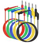 Sumnacon 39 Inch Multimeter Test Lead Set - 5 Pcs Stackable Banana Plug to Minigrabber Test Hook Wire Cable Kit with Protective, Soft Silicone Flexible Wire Leads for Electrical Testing 500V/5A